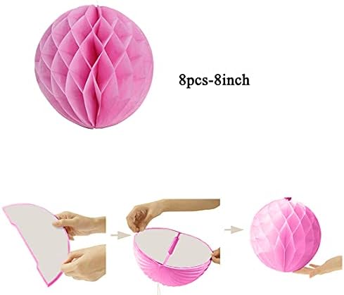 YLYs Love Tissue Paper Honeycomb Balls Wall Decor 5pcs Set
