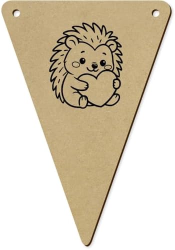 5 Pack Hedgehog Heart Wooden Bunting Flags BN00090728