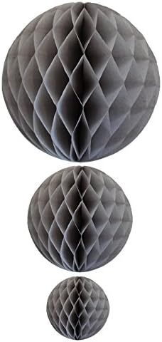 Gray Honeycomb Balls Set of 3 12 8 5 Inch