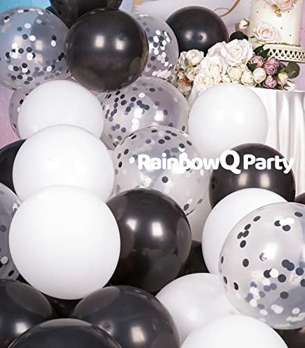 Rainbowq Party 12 Inch Black White Balloons Set