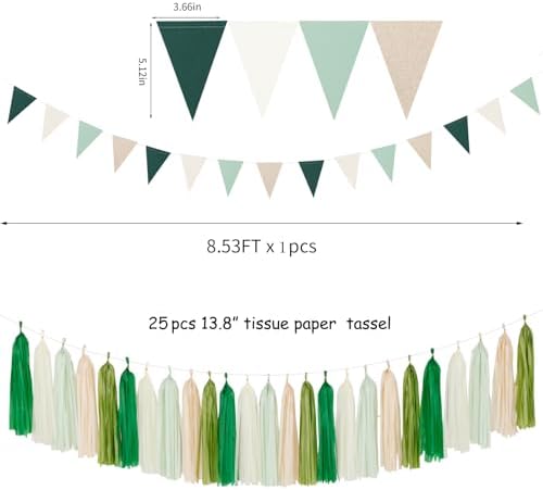 Sage Olive Green Champagne Gold Party Decorations 30pcs