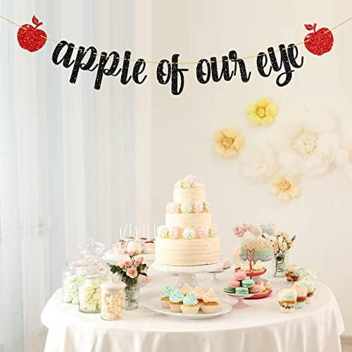 WeBenison Shiny Black Glitter Apple Banner