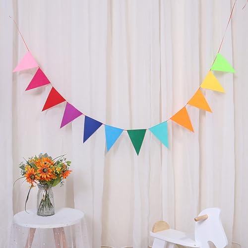 ZOOYOO 20 Feet Blue Yellow Pennant Banner 30pcs Flags Pack