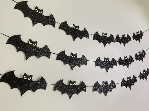 Halloween Glow Eyes Bats Banner Set