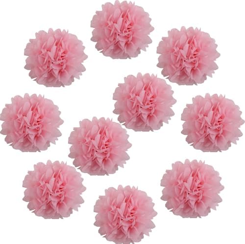 10pcs Pink Tissue Paper Pom Poms for Decorations