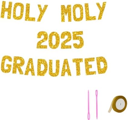 Meowoo Graduation Banner 2025 Sparkling Gold Decor