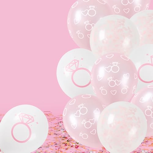 Diamond Heart Pattern Pink Latex Balloons 30 PCS