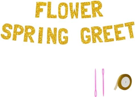 Meowoo Cheerful Spring Greeting Banner with Glittery Gold Letters