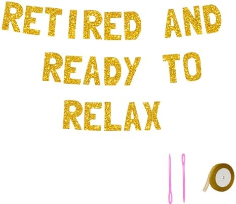 Meowoo Celebrate Retirement Banner with Glittery Gold Letters