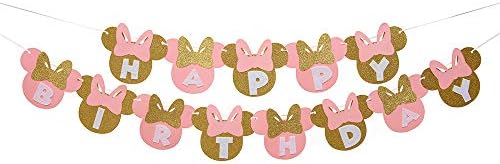 Pink Gold Minnie Themed Birthday Decor Kit