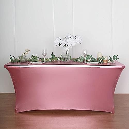 BalsaCircle 6 Feet Rose Gold Fitted Spandex Tablecloth