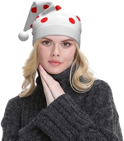 QinZheng Polka Dot Santa Hat for Women