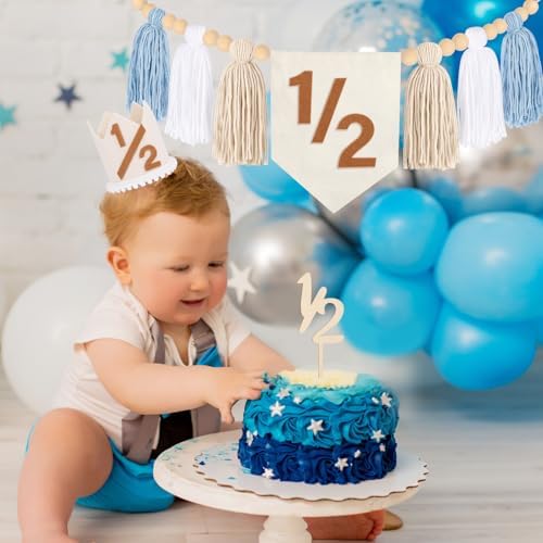 Baby Boy Half Birthday Decoration Set Blue