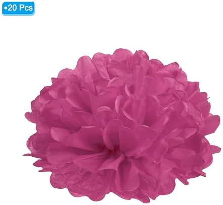 PATIKIL 4 Inch Fuchsia Tissue Pom Poms Flowers 20 Pack