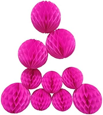 Honeycomb Balls Party Decorations 10 Pieces Rose Red