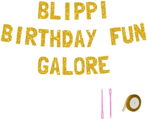 Meowoo Thrillin Birthday Fun Banner with Glittery Gold Letters