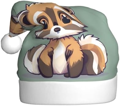 QINZHENG Cartoon Raccoon Santa Hat