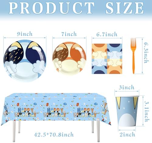 102 PCS Blue Dog Party Tableware Set