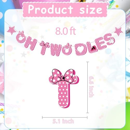 Halodete 2nd Birthday Banner Cartoon Mouse Decorations
