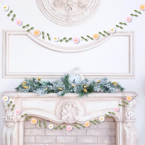 Janinka Daisy Felt Banner Garland for Parties and Birthdays