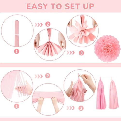 Kriyokiaa 43 Pcs Pink Baby Shower Decorations Set