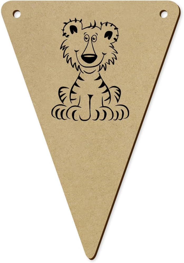 5 Piece 140mm Cartoon Tiger Wooden Bunting Flags