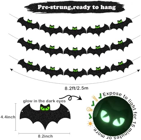 Halloween Glow Eyes Bats Banner Set