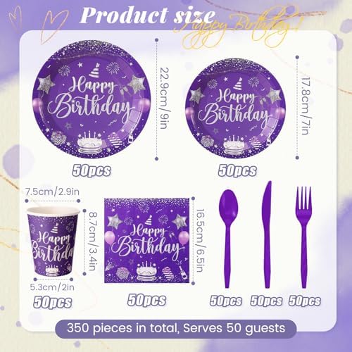 Vesici 350 Pcs Happy Birthday Tableware Set
