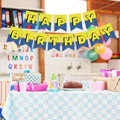 Cartoon Happy Birthday Banner with Fishtail Design