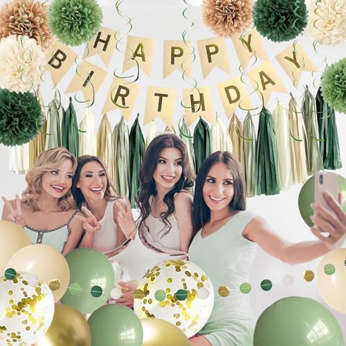 Green Birthday Party Decor Set for Women Girls