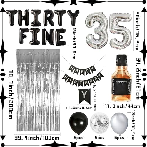 LaVenty 35th Birthday Balloons Set Whiskey Decorations