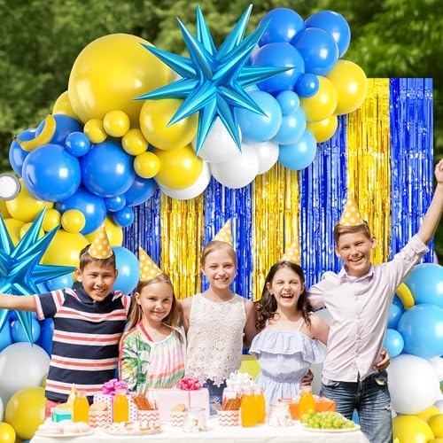 Yellow Blue White Balloon Arch Kit for Kids Parties