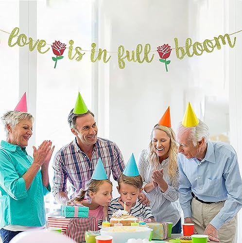 JENSENLIN Love Is In Full Bloom Gold Glitter Banner