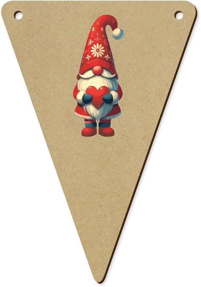 5 Piece 140mm Gonk Father Christmas Wooden Bunting Flags