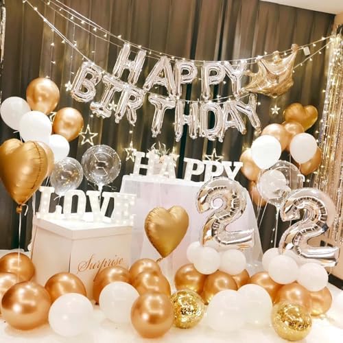 Gold Confetti Balloons 25 Pcs 12 Inch Clear Latex