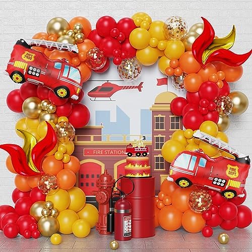 Fire Balloon Garland Arch Kit 144pcs Fire Themed Decor