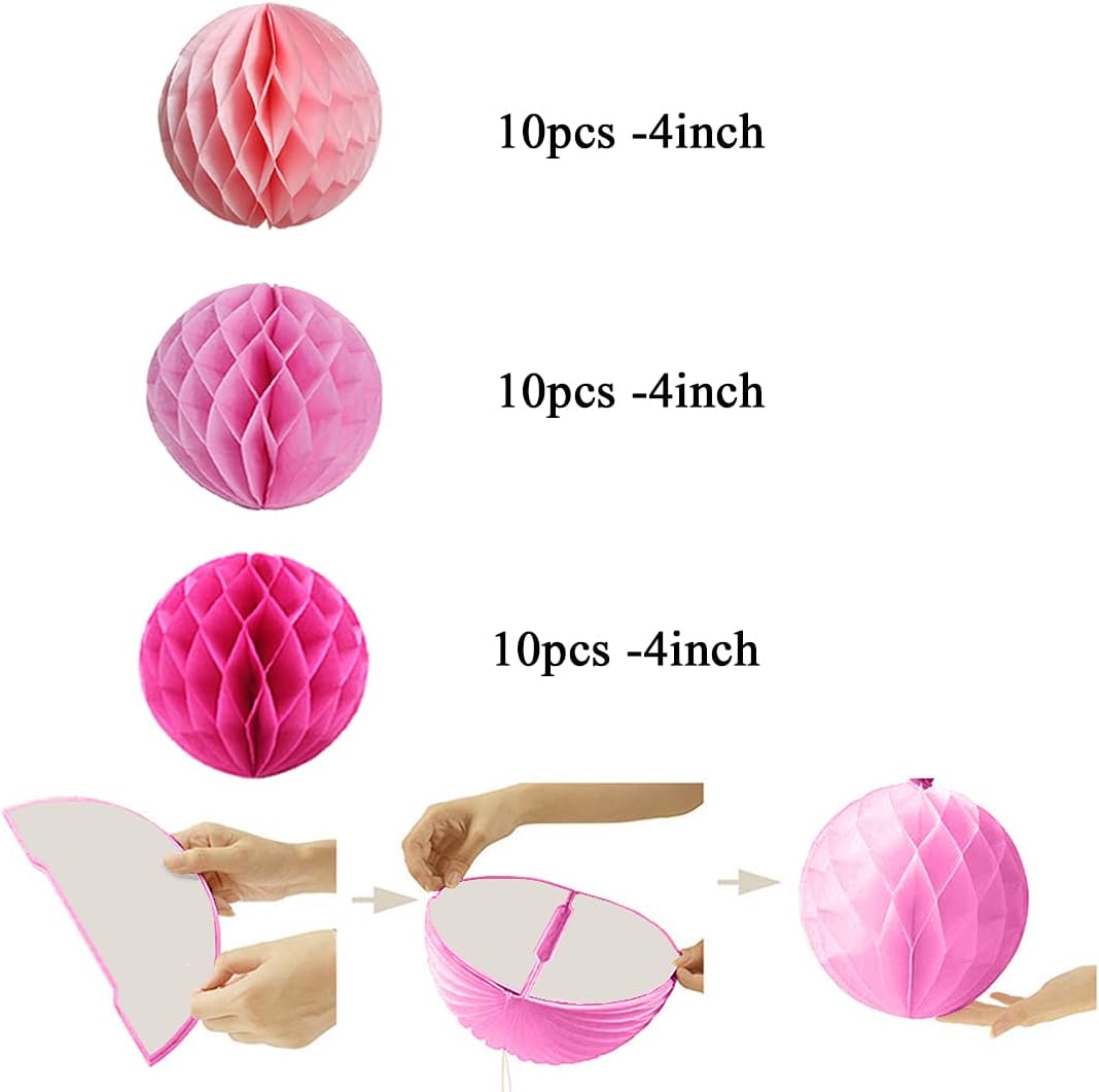 YLYs Love 30pcs 4inch Tissue Paper Honeycomb Balls Wall Decor