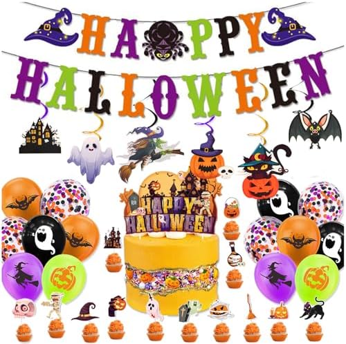Happy Halloween Decorations Set with Banner and Streamers