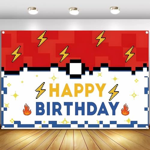 Yellow Lightning 5x3ft Birthday Backdrop for Party Decorations
