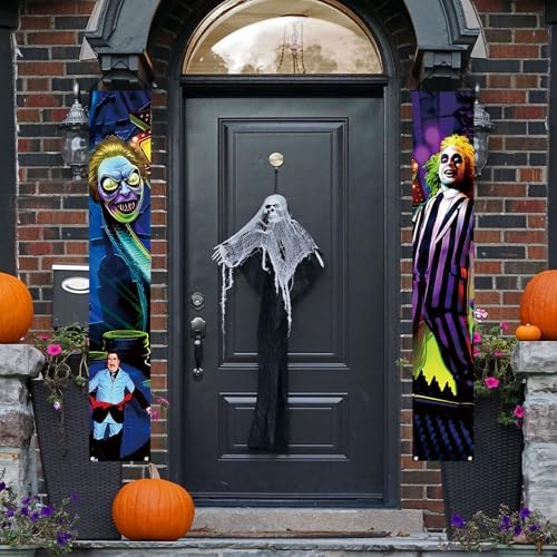 Scary Creepy Halloween Porch Banner Welcome Sign Decorations 12x71