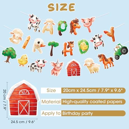 WERNNSAI Farm Birthday Banner with Tractor Bunting Garland