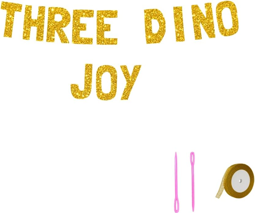 Meowoo Dino Thrills Party Banner with Gold Glitter