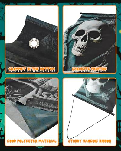 ALKB Halloween Door Banners 3 Pcs Cemetery Decor