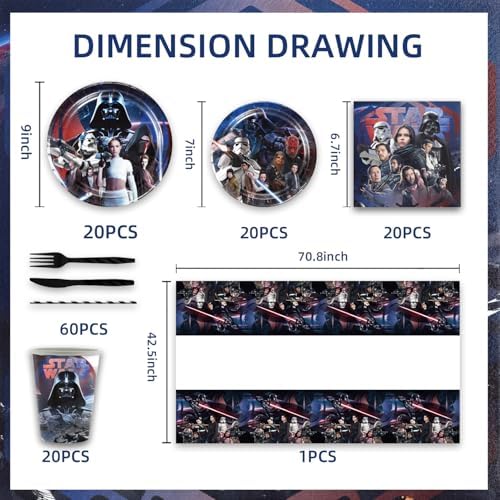 141PCS Star Wars Party Supplies for 20 Guests