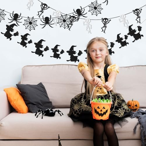 CCINEE Halloween Bat Spider Ghost Skeleton Witch Garland 5 PCS