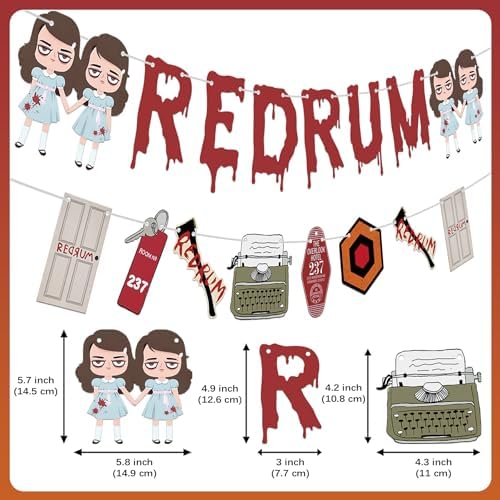 HOMEZZO Halloween Horror Banner Redrum Party Sign