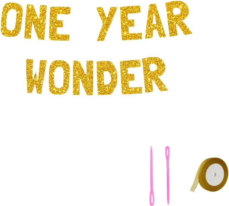 Meowoo Cheers One Year Wonder Banner Gold Letters Reusable Decor