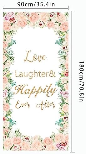 Love Laughter Wedding Door Cover 708X354 Beige