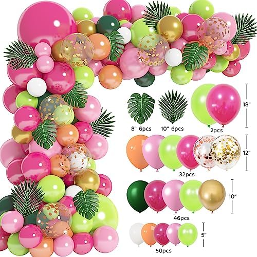 146Pcs Tropical Balloons Garland Arch Kit