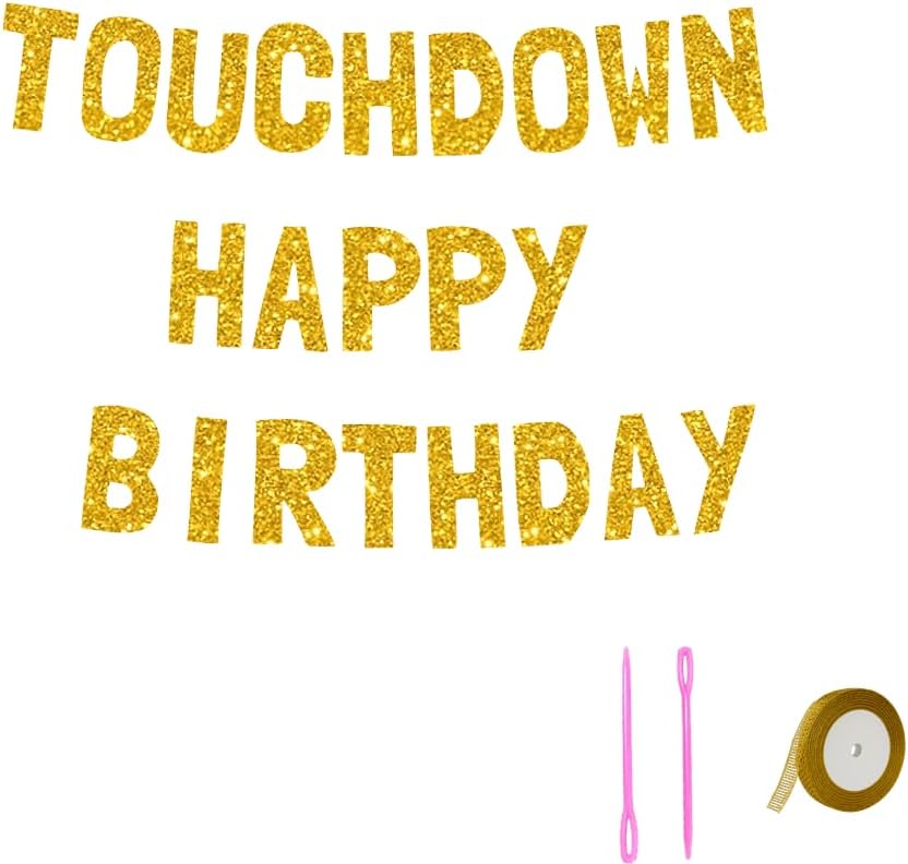 Touchdown Birthday Banner with Glitter Gold Letters